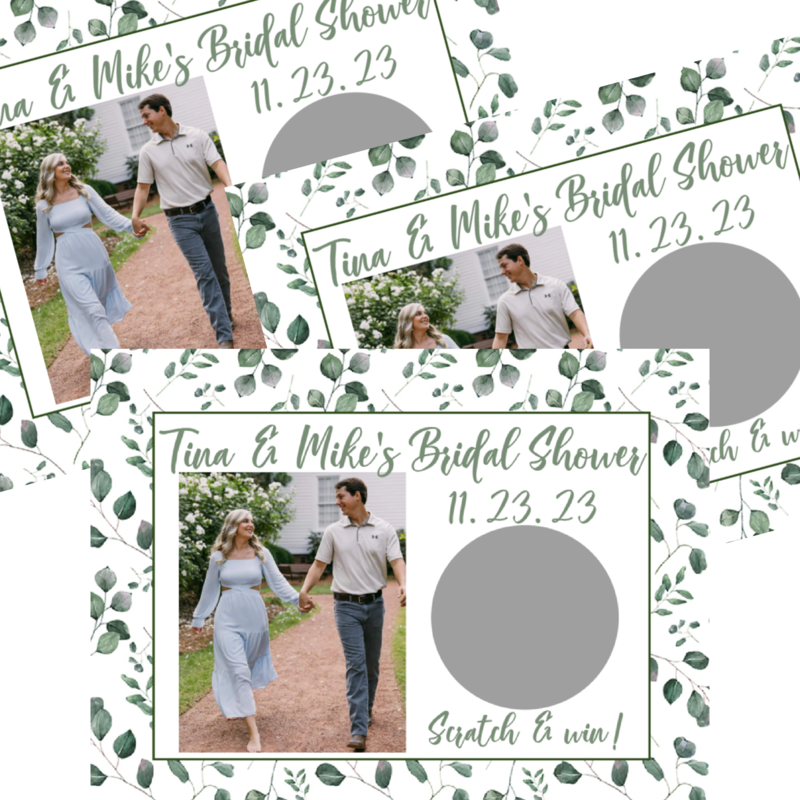 Add Your Photograph Eucalyptus Bridal Shower Scratch Off Game Cards