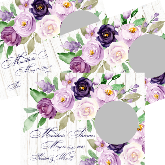 Personalized Purple Floral Scratch Off Game Cards