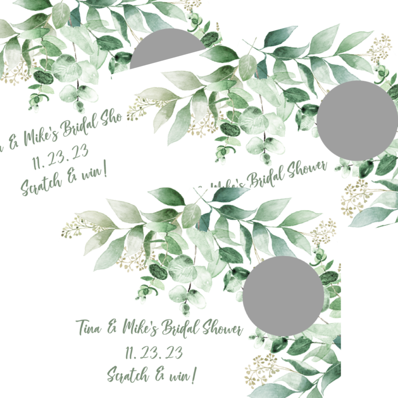 Eucalyptus Bridal Shower Scratch Off Game Tickets