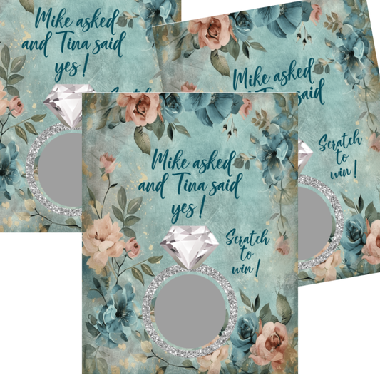 Vintage Blue and Pink Engagement and Bridal Shower Party Game