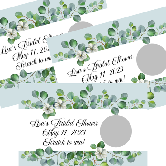 Eucalyptus Bridal Shower Scratch Off Game Cards