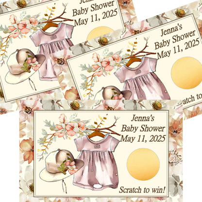 Rustic Safari Girl Baby Shower Scratch Off Game Cards